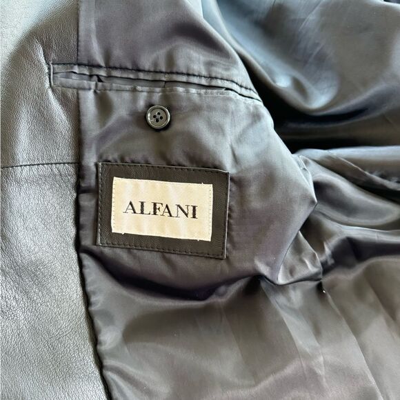 Alfani Men’s Black Genuine Leather Jacket Blazer Sleek Dress Coat Sz 42 REG NWT - Picture 9 of 14